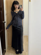 【Flare up】Braided Cardigan  [Black / Charcoal]