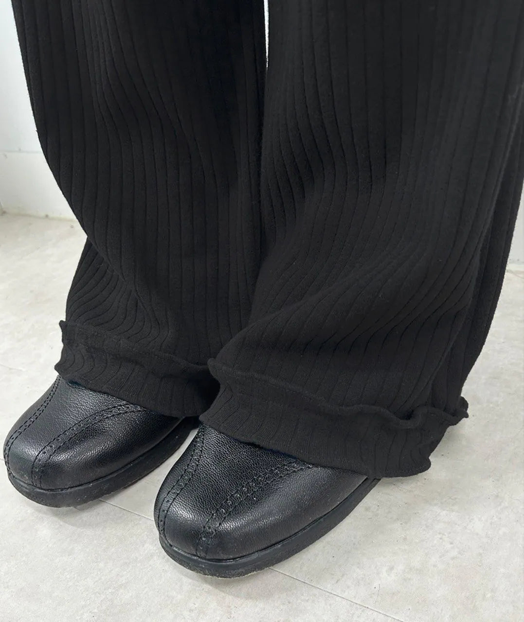 【Flare up】Layered Ruffle Skirt Pants [Black / Charcoal]