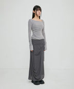 【Flare up】Layered Bustier Long Sleeve [Black / Grey / Charcoal / White]