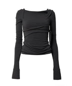 【Flare up】Layered Bustier Long Sleeve [Black / Grey / Charcoal / White]