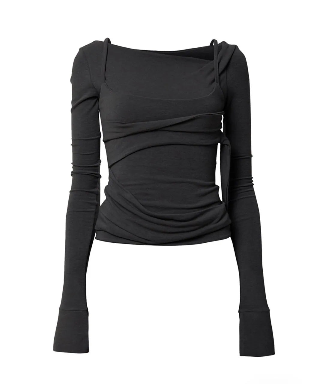 【Flare up】Layered Bustier Long Sleeve [Black / Grey / Charcoal / White]