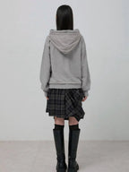 【Flare up】Layered Zip Hoodie  [Black / Gray / Charcoal]