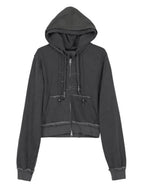 【Flare up】Layered Zip Hoodie  [Black / Gray / Charcoal]