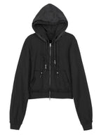 【Flare up】Layered Zip Hoodie  [Black / Gray / Charcoal]