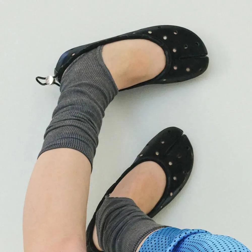 【PAES】Leather String Flat [ Black / Cheese ]