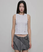 【Flare up】Crinkled Sleeveless [Black / White / Gray]