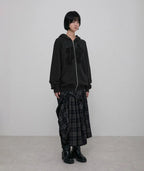 【Flare up】Ruffle Zip Hoodie  [Black / Gray / Dark gray / Cream]