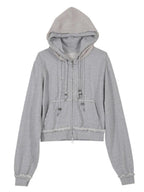 【Flare up】Layered Zip Hoodie  [Black / Gray / Charcoal]