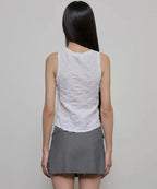 【Flare up】Crinkled Sleeveless [Black / White / Gray]