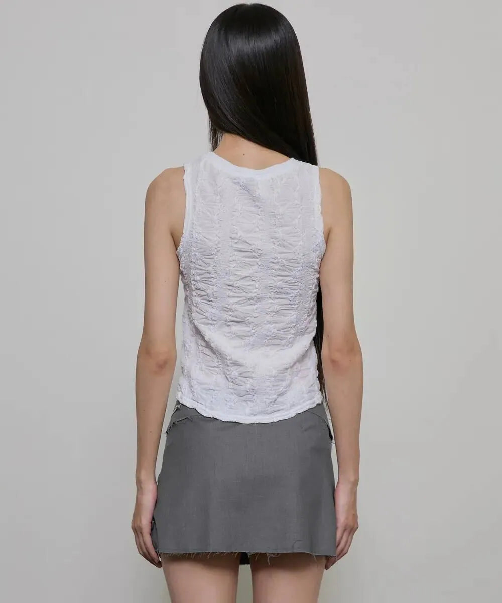 【Flare up】Crinkled Sleeveless [Black / White / Gray]
