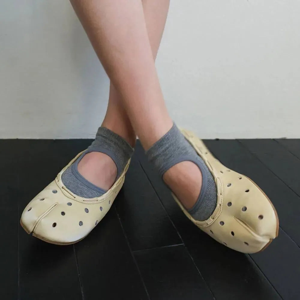 【PAES】Leather String Flat [ Black / Cheese ]