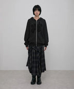 【Flare up】Ruffle Zip Hoodie  [Black / Gray / Dark gray / Cream]
