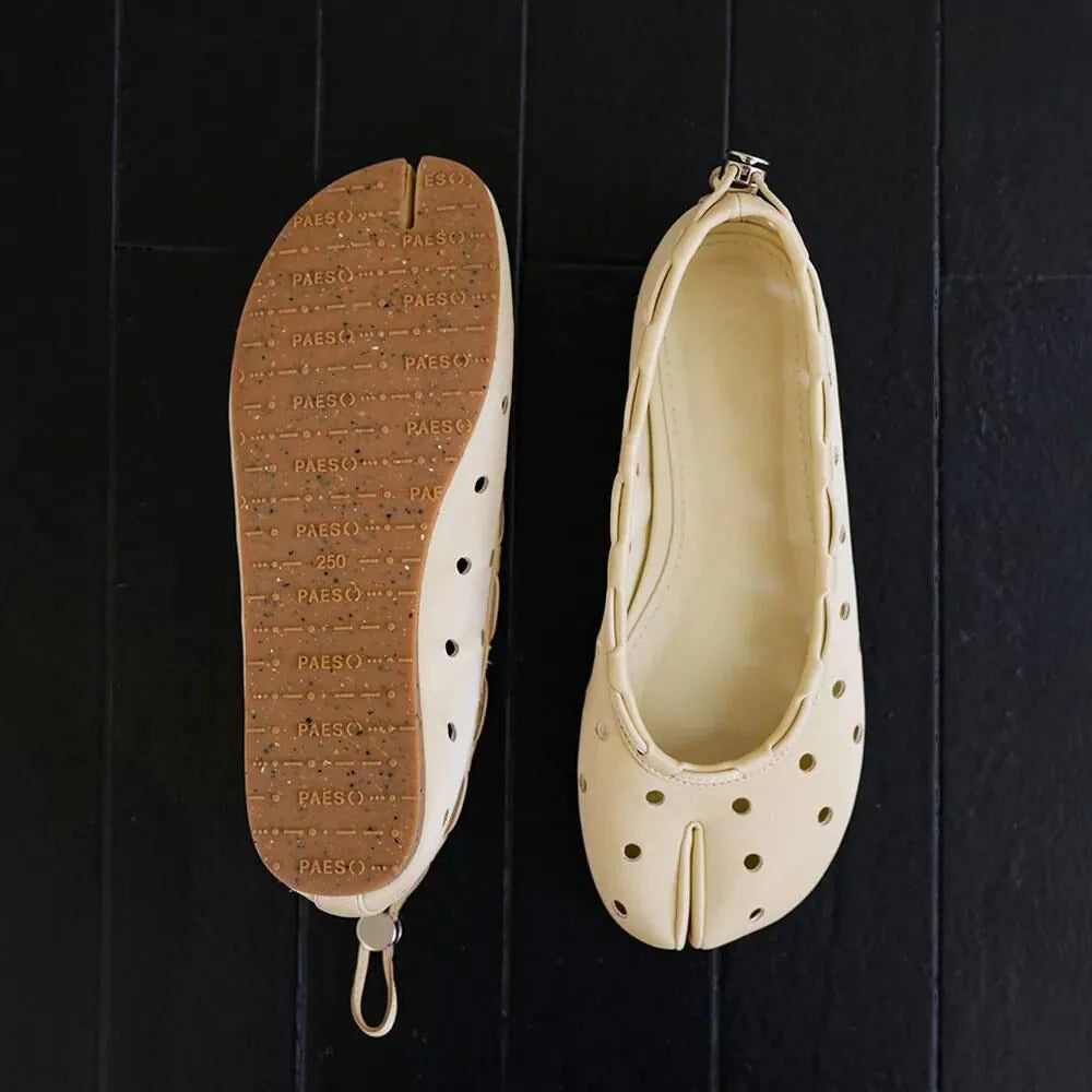 【PAES】Leather String Flat [ Black / Cheese ]
