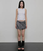 【Flare up】Crinkled Sleeveless [Black / White / Gray]