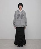 【Flare up】Ruffle Zip Hoodie  [Black / Gray / Dark gray / Cream]