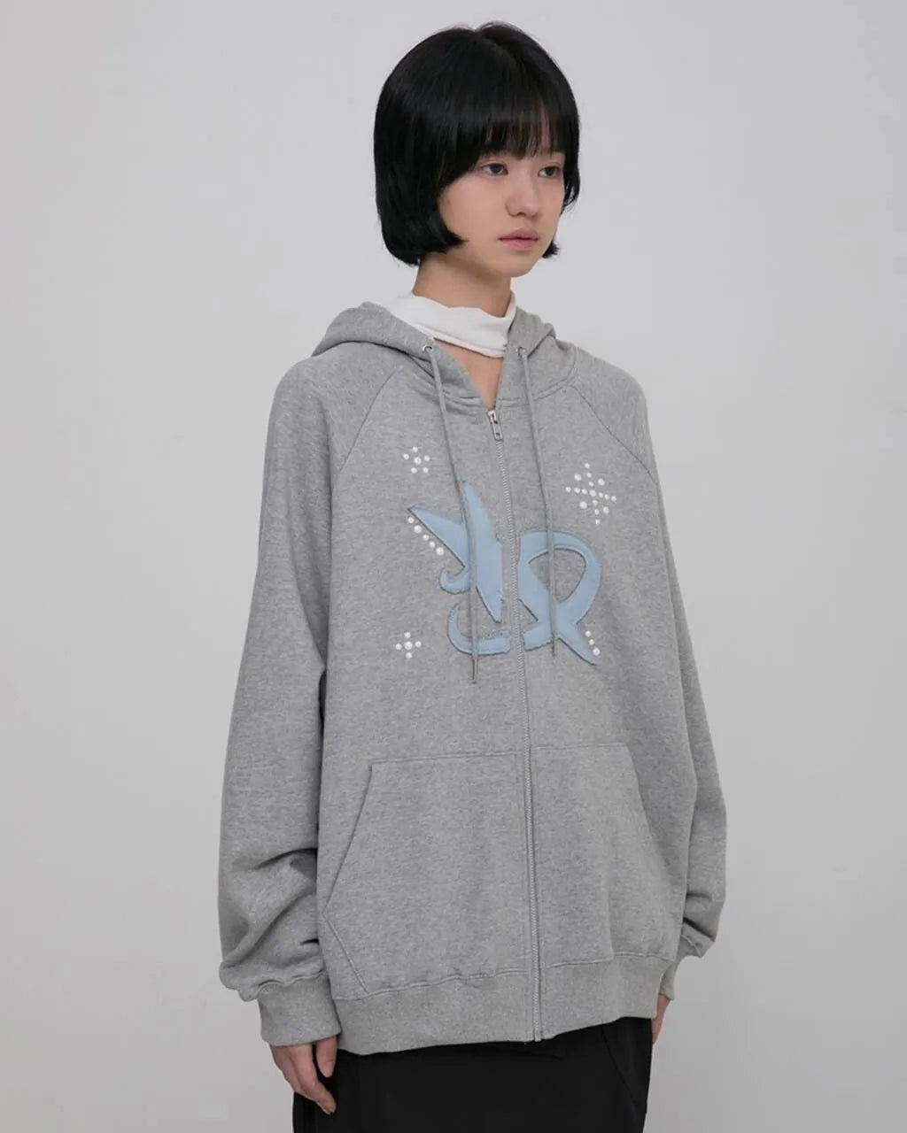 【Flare up】Milky Way Zip Hoodie [Black / Grey]