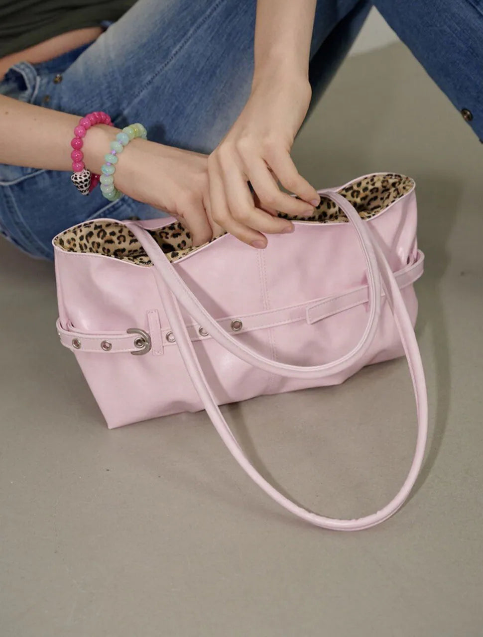 【OTIE】Tied boat bag [ MINT / BLACK / PINK / WHITE / SLIVER ]