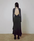 【Flare up】Drape Layered Maxi Skirt [Black]