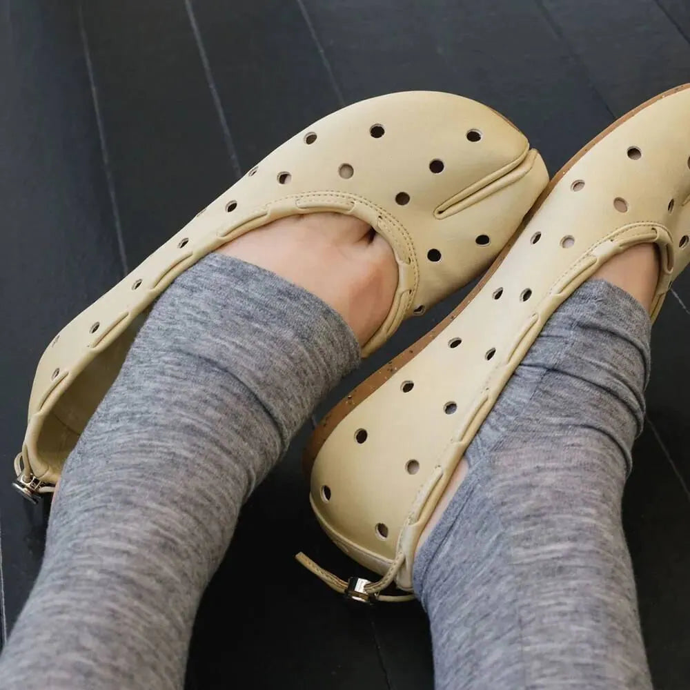 【PAES】Leather String Flat [ Black / Cheese ]