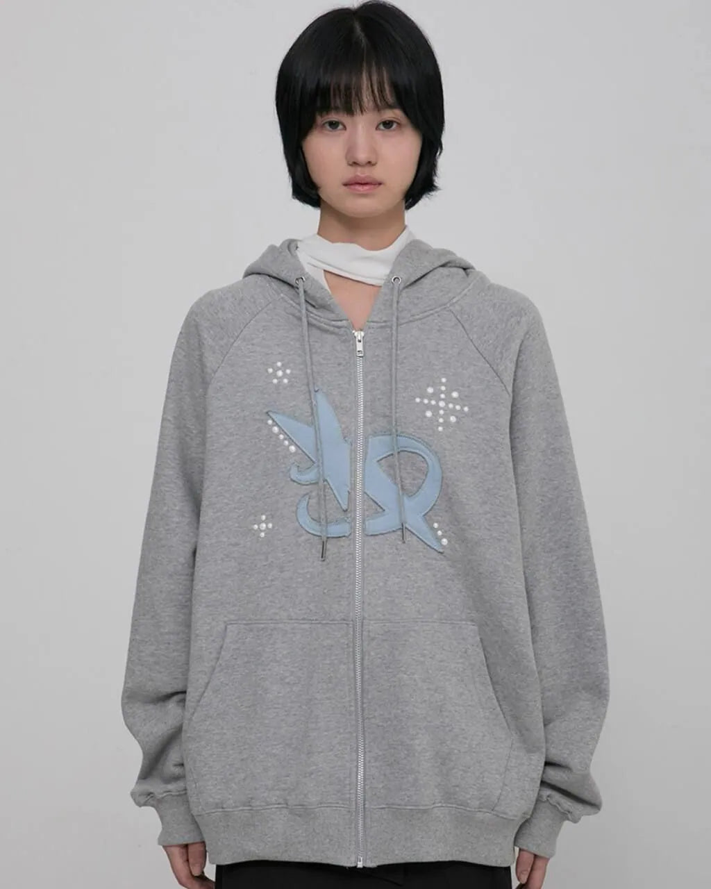 【Flare up】Milky Way Zip Hoodie [Black / Grey]