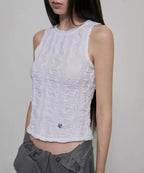 【Flare up】Crinkled Sleeveless [Black / White / Gray]