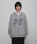 【Flare up】Ruffle Zip Hoodie  [Black / Gray / Dark gray / Cream]