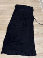 【Flare up】 Asymmetrical Draped Long Skirt [Black / Charcoal]