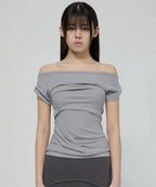 【Flare up】Draped Top [Black / White / Gray]