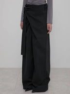 【Flare up】Layered Wrap Trousers [Black / Charcoal]