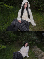 【Flare up】Ruffle Zip Hoodie  [Black / Gray / Dark gray / Cream]