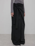 【Flare up】Layered Wrap Trousers [Black / Charcoal]