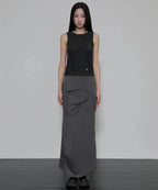 【Flare up】Crinkled Sleeveless [Black / White / Gray]