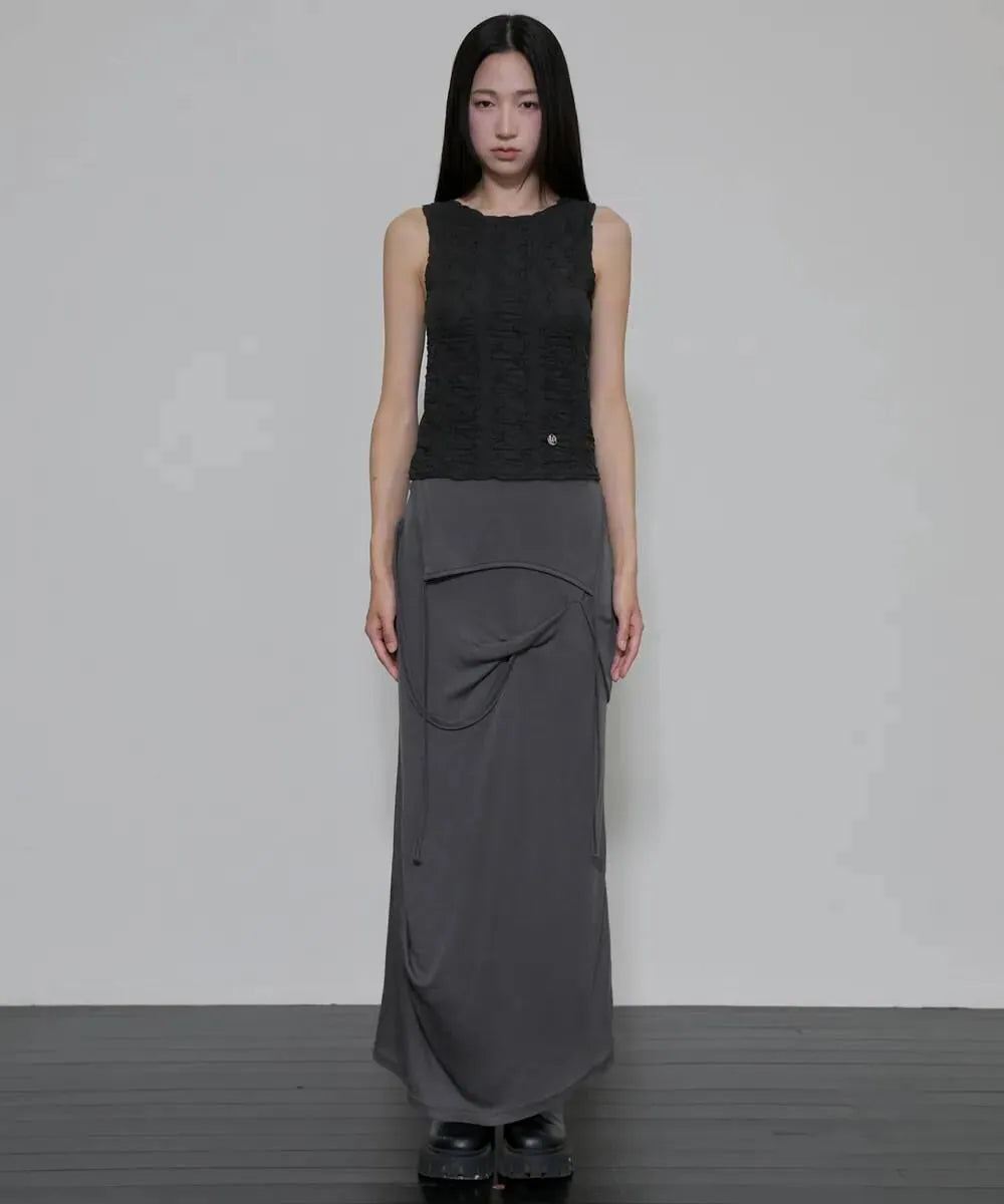 【Flare up】Crinkled Sleeveless [Black / White / Gray]