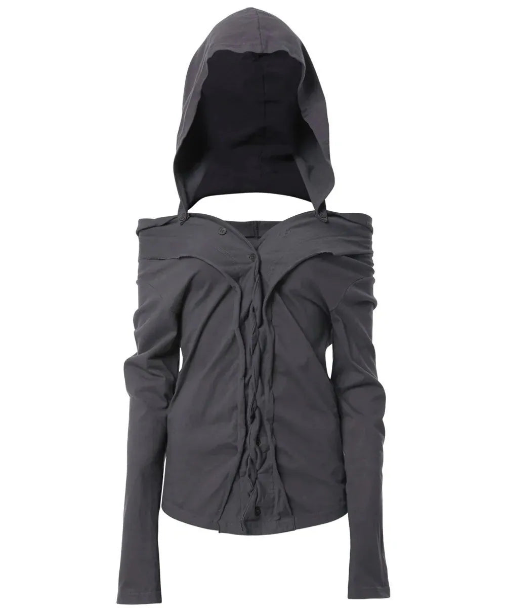 【Flare up】Braided Cardigan  [Black / Charcoal]
