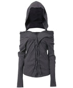 【Flare up】Braided Cardigan  [Black / Charcoal]