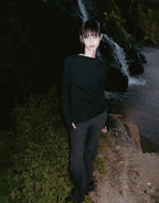 【Flare up】Drape Long Sleeve [Black / Grey]