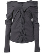 【Flare up】Braided Cardigan  [Black / Charcoal]
