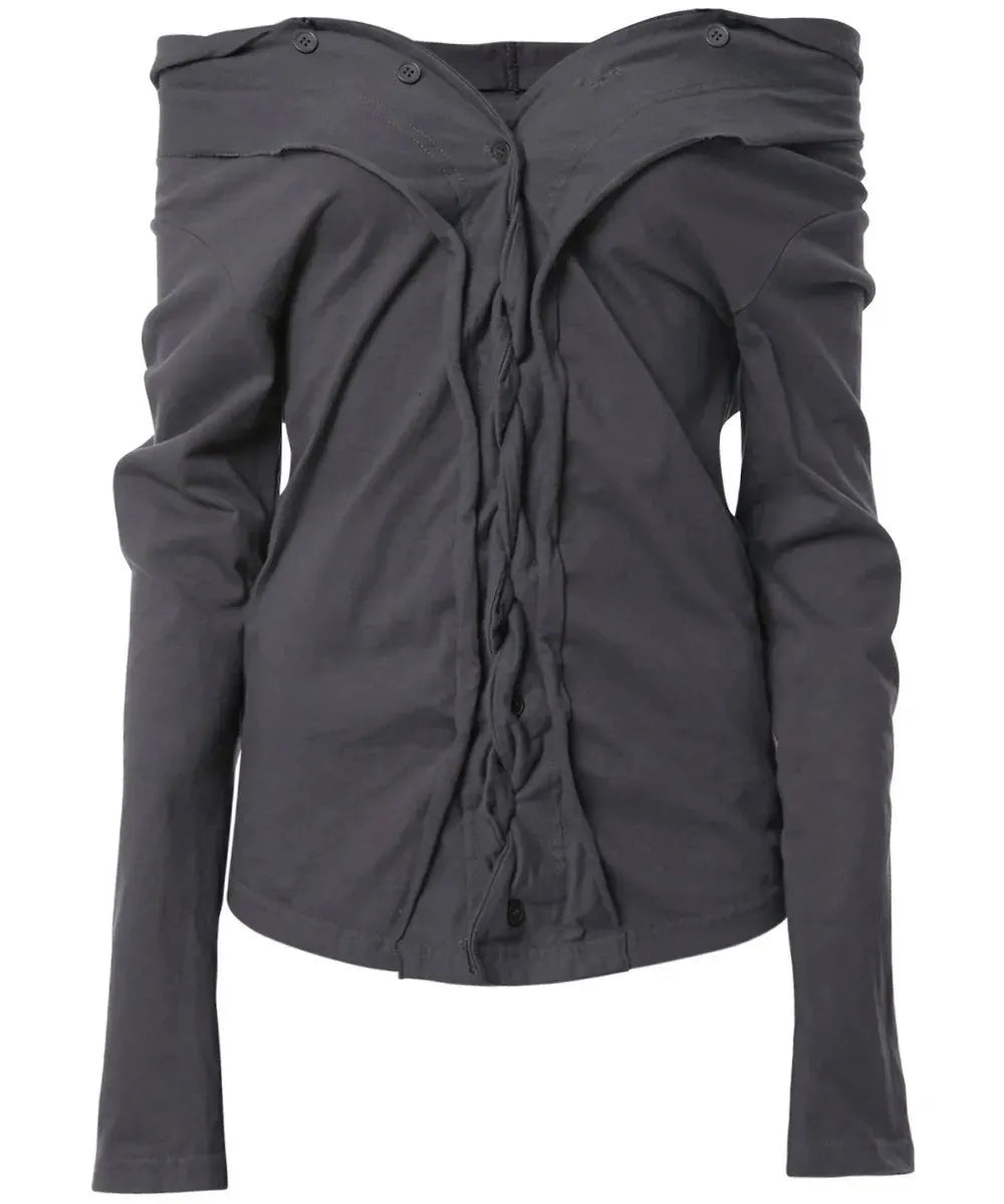 【Flare up】Braided Cardigan  [Black / Charcoal]