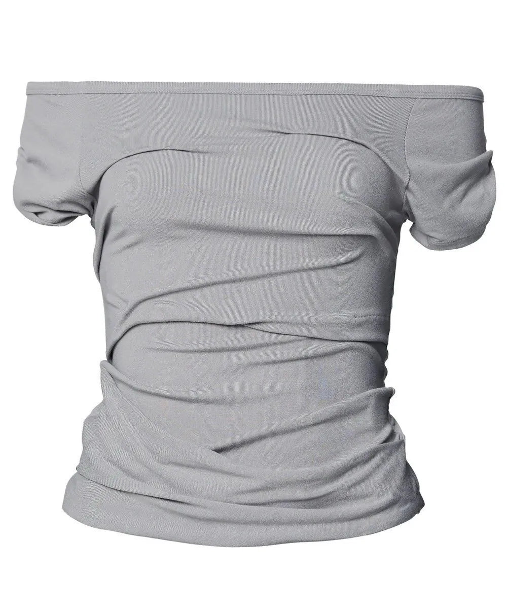 【Flare up】Draped Top [Black / White / Gray]