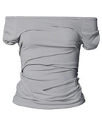 【Flare up】Draped Top [Black / White / Gray]