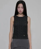 【Flare up】Crinkled Sleeveless [Black / White / Gray]
