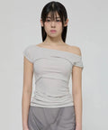 【Flare up】Draped Top [Black / White / Gray]