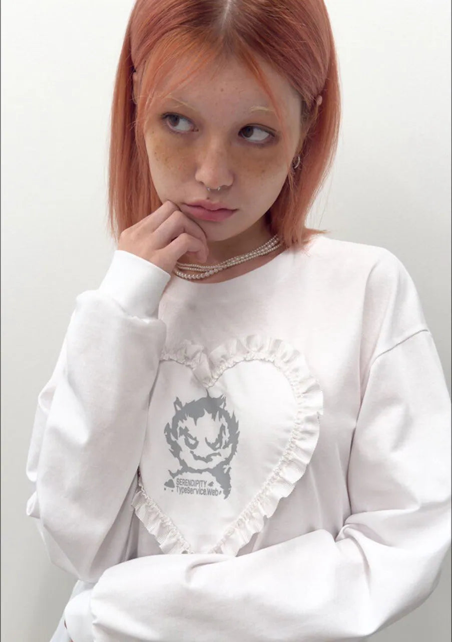 【typeservice】Edge Heart Top [Black / White]