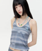【typeservice】Airbrushed Stripe Bound Tank [Gray]