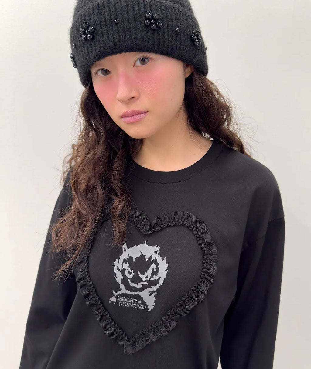 【typeservice】Edge Heart Top [Black / White]