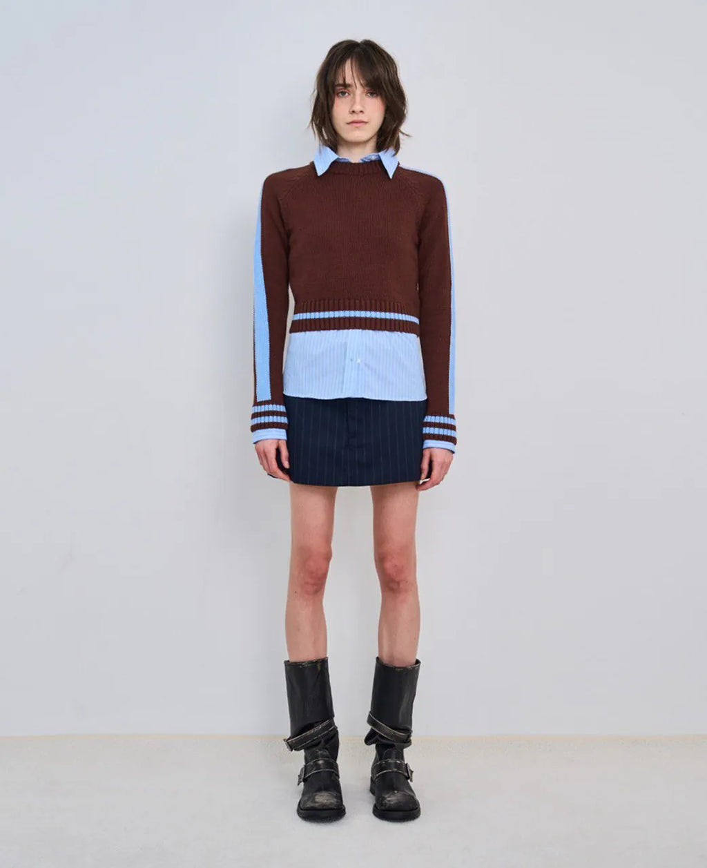 【NEGATIVETHREE】Slouchy Long Boots [Rub off black]