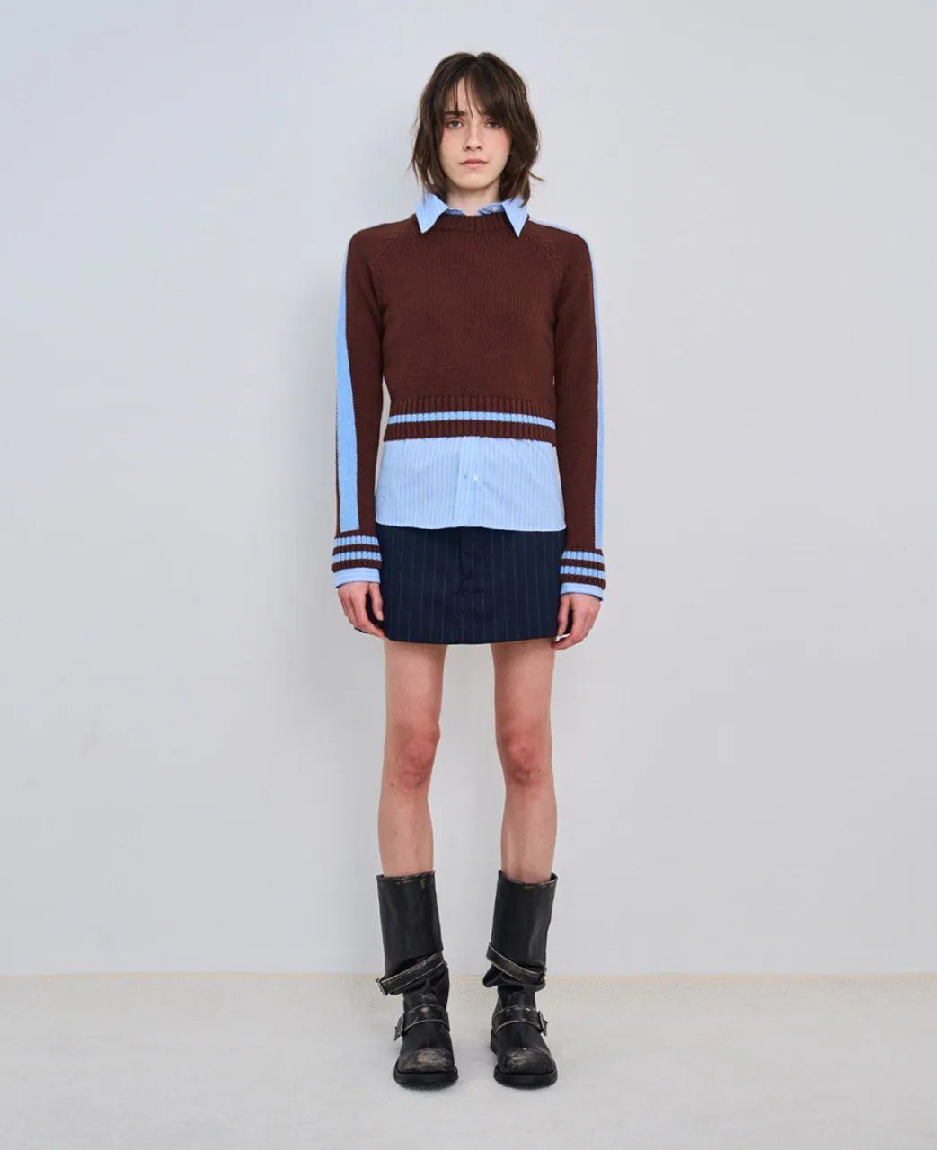 【NEGATIVETHREE】Slouchy Long Boots [Rub off black]