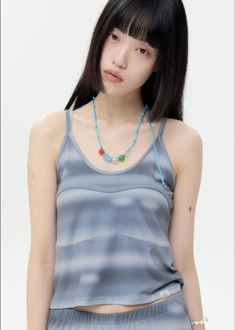 【typeservice】Airbrushed Stripe Bound Tank [Gray]