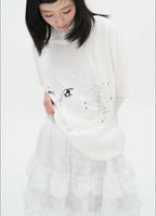 【typeservice】 Layered Volume Lace Skirt [White / Black]