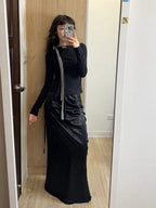 撞色粗綁帶薄長袖